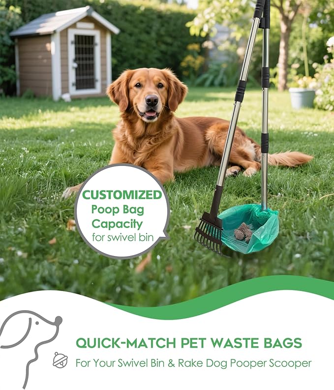 AYOTEE Extra Large Dog Poopper Scooper Bags, 95 Count Heavy Duty Compostable Dog Poop Bags with Handles, Poop bags for Dogs Biodegradable, Pet Waste Bags for Swivel Bin & Rake Pooper Scooper