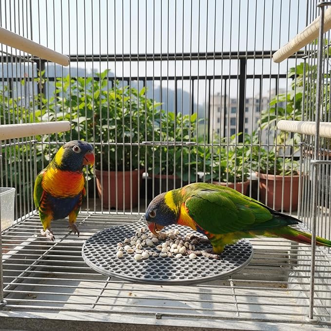 2 Pcs Bird Slow Feeder Mats, Interactive Foraging Mat, Extend Eating Time, Birds Toy for Parakeet, Cockatiel, African Grey, Conure (Blue & Grey)