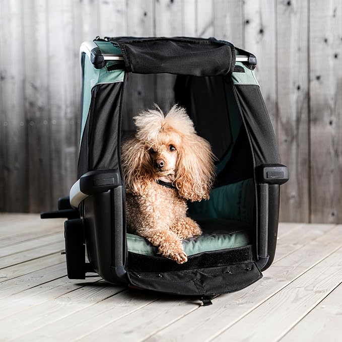 Thule Bexey pet Bike Trailer - Carrier for Small & Large Sized Dogs - Foldable Design - Easy to Connect to Bike - Padded Interior - Converts into Travel Crate - Durable Materials