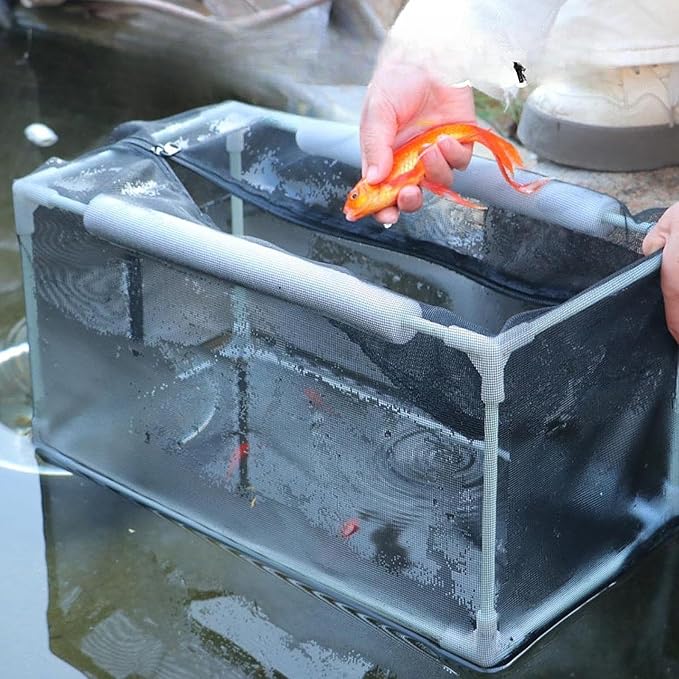 Aquarium Separation Net Breeding Box Nylon Mesh Multipurpose Pp Frame with Zipper for Fish Spawn Hatchery Easily Install, 32x17x17cm