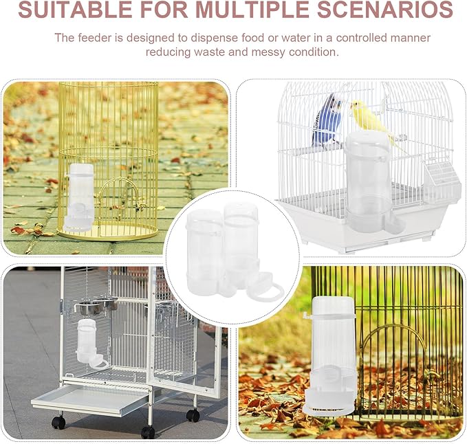 2pcs Automatic Bird Feeder and Waterer for Cage Small Parrot and Cockatiel Food Dispenser Bottles Bird Feeding Watering Supplies