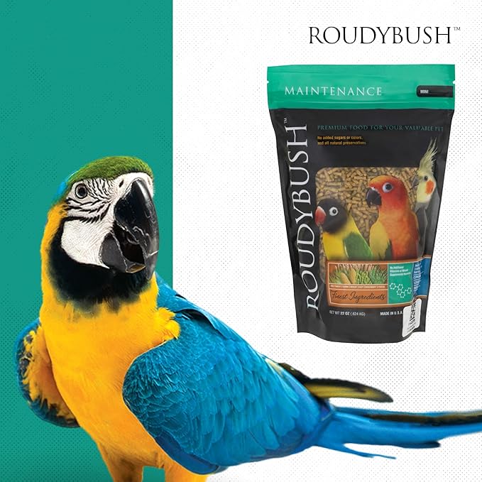 RoudyBush Daily Maintenance Food for Birds - Scientifically Formulated Bird Feed - Bird Food Pellets w/Corn, Wheat, Soy & More - Nutritious & Healthy Feed for Birds (Mini, 22oz)