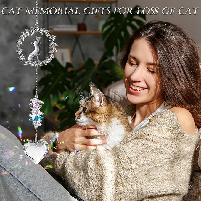 Cat Memorial Suncatcher Gifts, Thoughtful Pet Sympathy for Remembrance Bereavement Grief Bereavement Miscarriage
