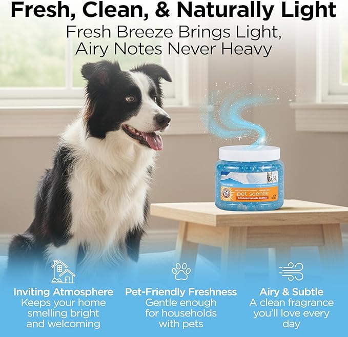 Arm & Hammer for Pets Air Care Pet Scents Deodorizing Gel Beads, Pet Odor Eliminator for Rooms Closets and Small Spaces with Long Lasting Odor Control, Fresh Breeze Scent, 12 oz