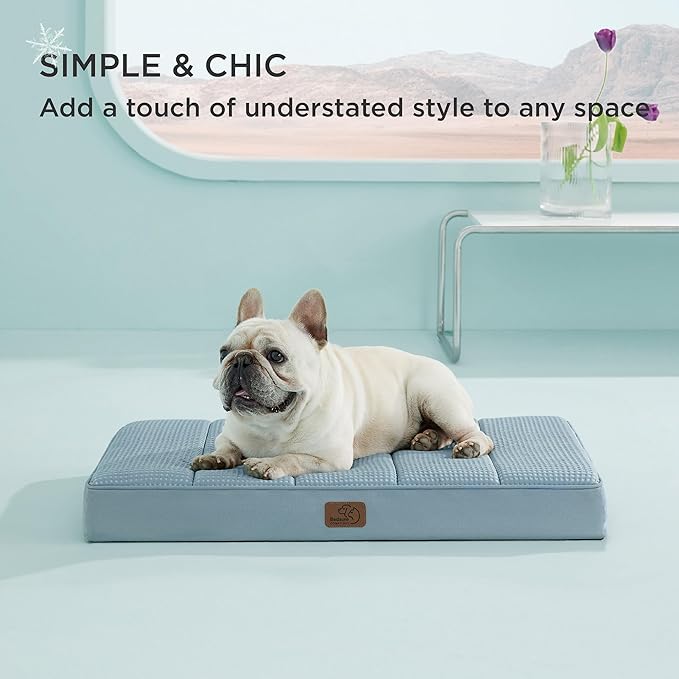 Bedsure Cooling Dog Bed for Medium Dogs - Comfy Flat Puppy Beds with Removable Washable Cover, Orthopedic Egg Crate Foam Pet Mat, Suitable for Pet Up to 30 lbs