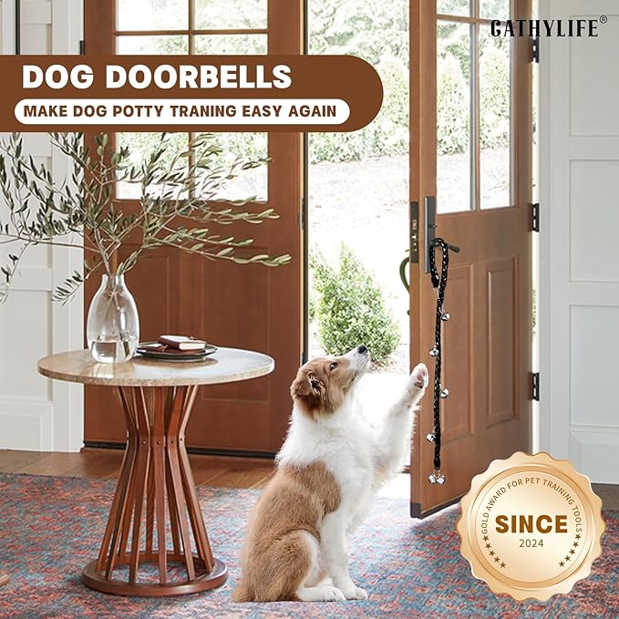 Dog Doorbells for Potty Training, Poly Urethane Puppy Door Bells, Hand-Woven Dog Bells for Dog Training, Extra Loud Bells for Door Knob, Ring to Go Outside Doggie Pet Supplies.