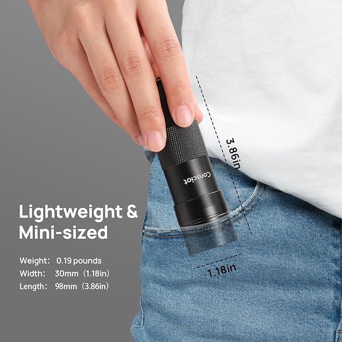 UV Flashlight Black Light, Consciot 12 LED 395nm Ultraviolet Blacklight, Portable Mini Torch Light Pet Urine Detector for Dog/Cat Urine, Dry Stains, Bed Bug, Matching with Pet Odor Eliminator