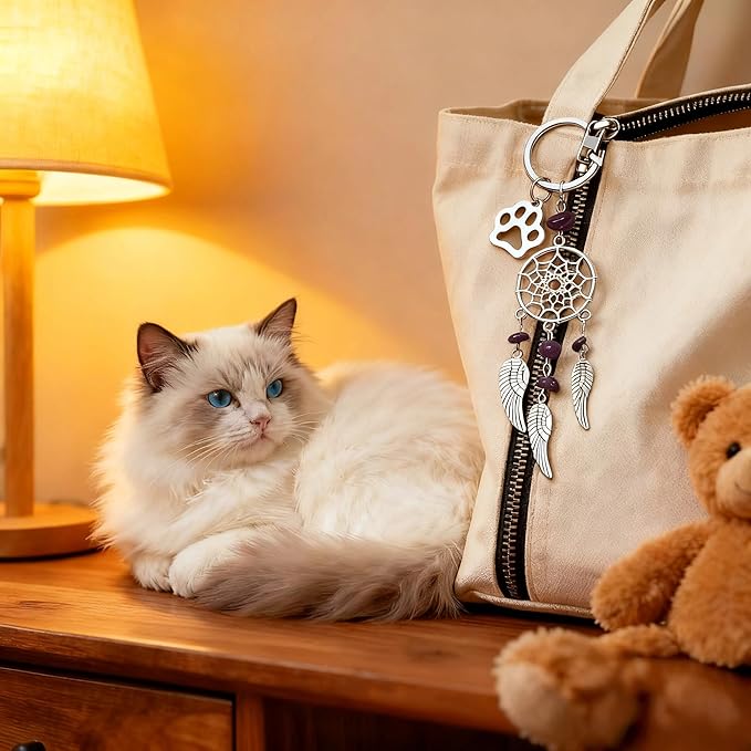 Loss of Dog Cat Pet Sympathy Gift, Memorial Bottle for Pet Hair, Pet Fur Keepsake, Memorial Urn, Pet Memorial Dream Catcher Keychain and Dog Hair Keepsake, Dog Memory Memorial Keepsake (Dreamcatcher)