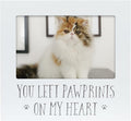 Pearhead “You Left Pawprints on My Heart” Pet Memorial Picture Frame, Dog or Cat Sympathy Gift, Pet Loss Keepsake, 4x6 Photo Frame, White