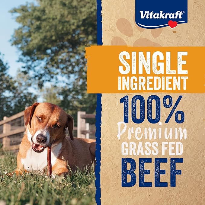 Vitakraft Dog Bully Sticks, 6 Inch, 5 Count, Thick, All-Natural Beef Chews for Dogs, 6 oz