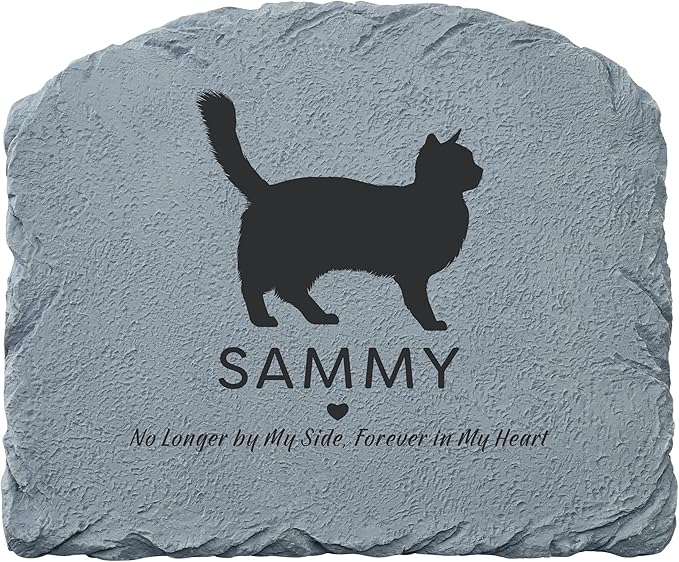 Let's Make Memories Personalized Memorial Garden Stone - Pet Silhouette - in Loving Memory - Cat