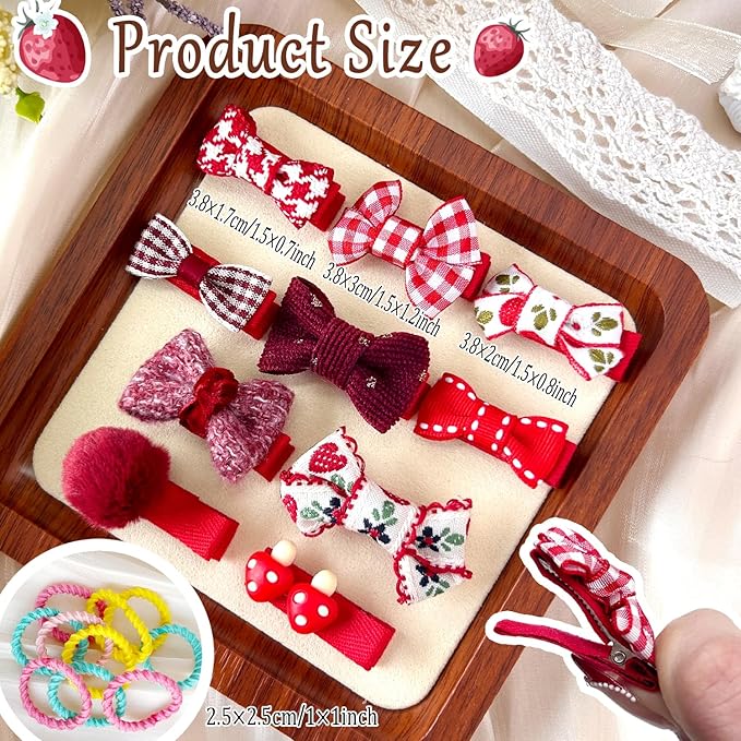Red Dog Hair Clips and Rubber Bands Small Dog Bows Burgundy Cute Pet Grooming Accessories Alligator Clips Stay In Hair Dark Red Barrettes Hairpin Pet Headdress Bowknot Yorkie Puppy Maltese Girls Dogs