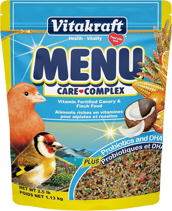 Vitakraft Menu Premium Canary and Finch Food - Vitamin-Fortified - Daily Food for Small Pet Birds Browns 2.5 Pound (Pack of 1)