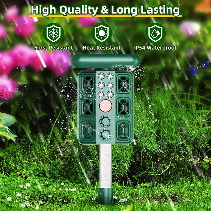 2026 Solar Sonic Racoon Fortress Pro Outdoor Cat Repellent, Ultrasonic Animal Repeller Squirrel Rabbit Deterrent with Motion Sensor&Flash Light to Scare Dog Skunk Out of Garden Yard Farm(