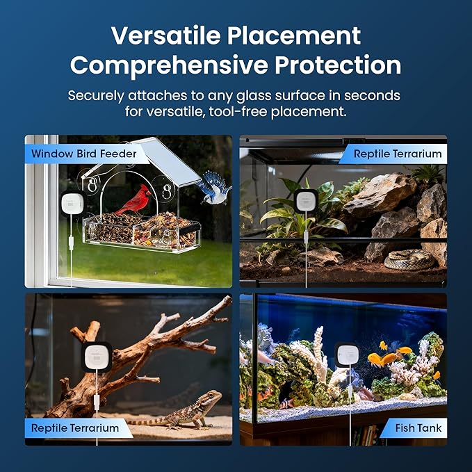3MP 2K Aquarium & Terrarium Pet Camera.Install &Close-Focus Lens for Fish,Lizard, Reptile Pet and Window Bird Feeder,2.4GHz & 5GHz WiFi,Auto-Focus,24/7 Recording,2 Pack