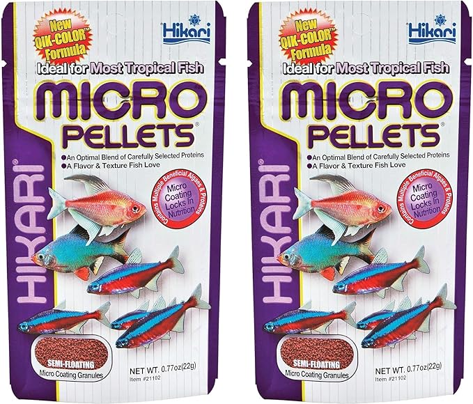 Hikari Tropical Semi-Floating Micro Pellets Fish Food, 0.77 Oz (22g) | Pack of 2