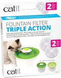 Catit Triple Action Replacement Original Water Fountain Filters, 2 Pack – Official Replacement Filters for Catit Cat Drinking Water Fountains