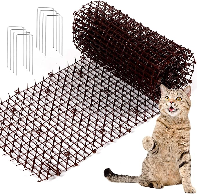 Zopeal 6.5ft Cat Repellent Mat with 8 Ground Stakes 8 Zip Ties, Spikes Deterrent Mat Keep Dog Off Couch for Indoor Outdoor Keep Pet Off Yard Garden, 79 x 12 Inch/1 Roll