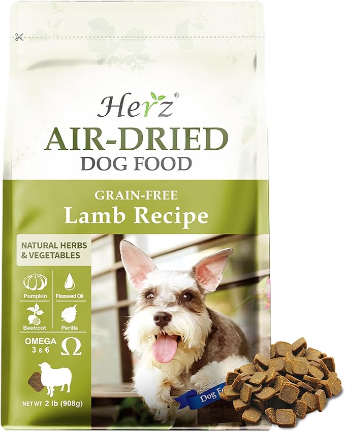 Herz Air-Dried Dog Food – Australian Lamb Recipe 2 lb, Single Pure-Meat, Grain Free, All Natural, High Protein, Limited Ingredients