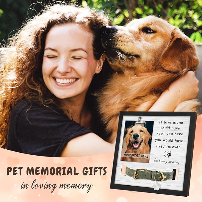Pet Loss Sympathy Gift, Memorial Gifts for Loss of Dog, Pet Memorial Frame with Collar Holder, Cat Memorial Gift, in Loving Memory