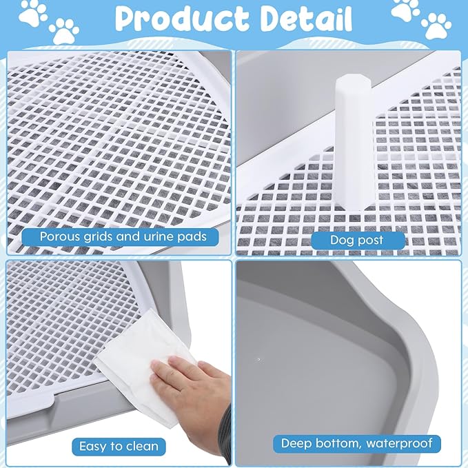 XL Dog Litter Box,Pee Pad Holder, Puppy Pads Holder,Include Box,Pee Pad&Cloth,Puppy Potty Training Tray for Small/Medium Dog
