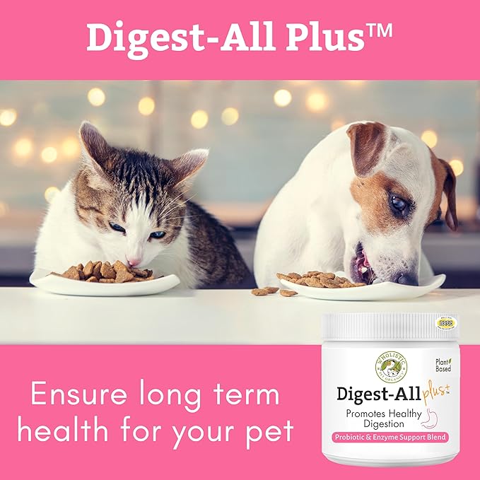 Wholistic Pet Organics Probiotics for Dogs with Digestive Enzymes & Prebiotic Fiber - 2 Oz - Daily Cat & Dog Probiotics for Digestive Health, Anti Diarrhea & Gut Support - Cat Probiotic - 57 Scoops