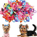 Dog Bows with Rubber Bands,Dog Hair Accessories Set, 100pcs Cute Puppy Dogs Small Bowknot Hair Bow Dogs Fur Bows