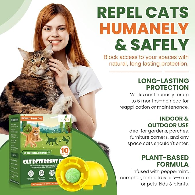 Cat Outdoor for Natural Cat Balls Indoor Safe Dog Long Lasting 6 Months Waterproof Gardens Yards Patios Garages Permanently 10 Pack Mesh Bags