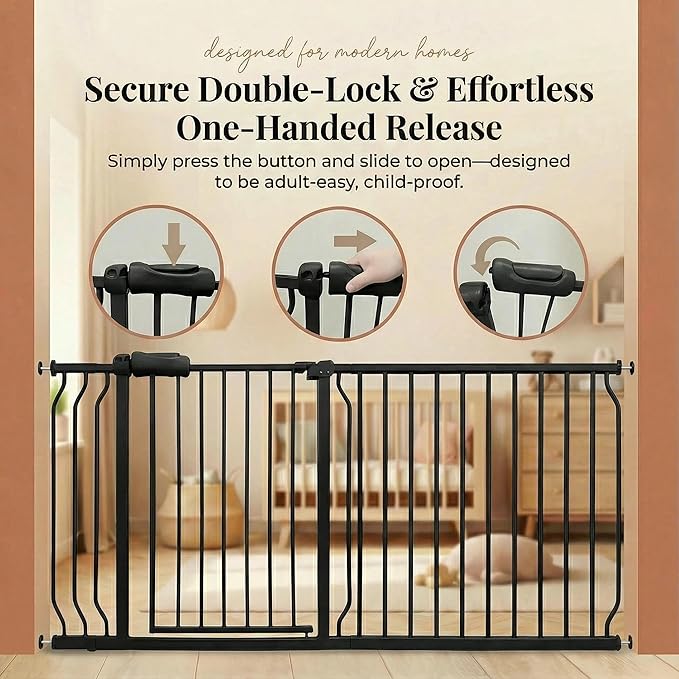 Baby Gates Extra Wide 43.5-48 Inch Wide Large Baby Gate for Stairs Tension Pet Dog Gates Indoor for Doorways No Drilling Pressure Mounted Pet Gates for Kids