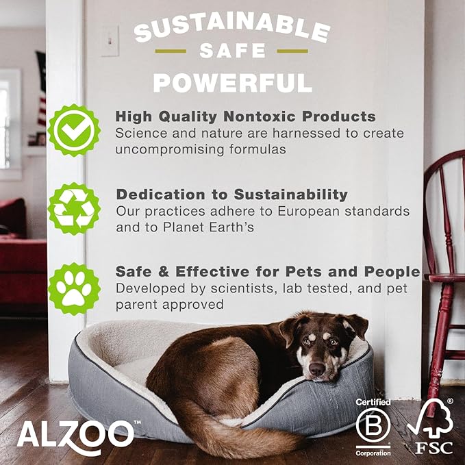 ALZOO Stain & Odor Remover, Quickly Lifts & Dissolves Pet Stains & Helps Eliminate Odors, 100% Plant-Based Active Ingredients, Citrus Vanilla Scent, 16 Fl. Oz Spray Bottle