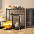 Multi-Tier Collapsible Cat Cage Crate, cat playpen for Indoor with 360° Wheels, Metal Wire Cat Kennel with Secure Lock, Large Ferret Playpen for Adult Cats Kitten Chinchilla (Black 3-Tier)