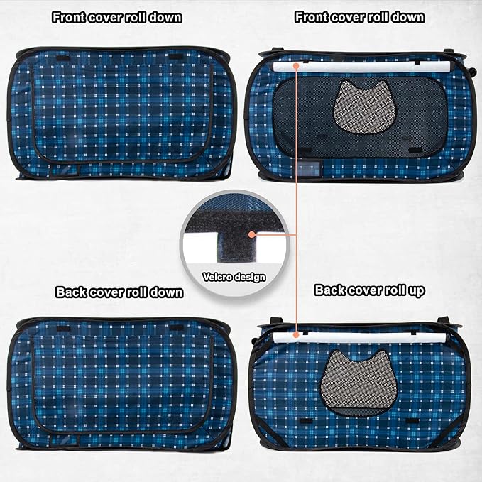 Pop up Large Cat Carrier, 30'' L Kennel Soft Crates with Portable Mini Cat Carrier,Travel Littler Box, Mattress,Food Bowl,4 Stakes and Carry Bag