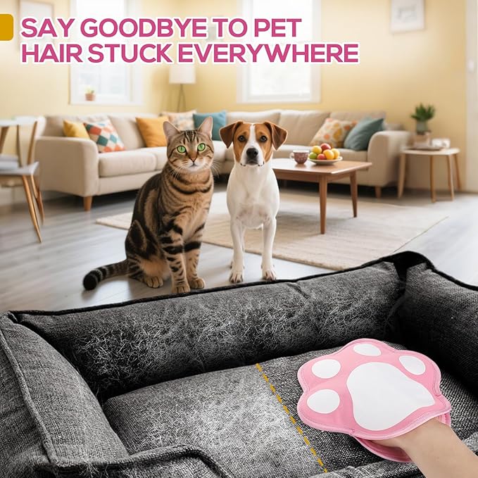 BABORUI Pet Hair Removal Glove - Cute Paw Electrostatic Pet Hair Remover Glove, Magic Brush Pet Hair Glove for Cats Dogs