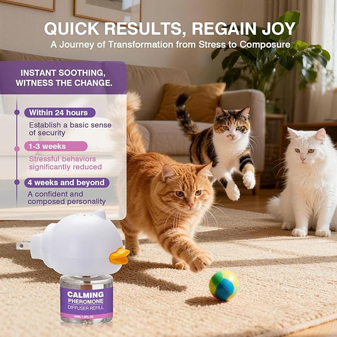 Cat Calming Pheromone Diffuser Effectively Relieve Anxiety Stress Cat Calming Diffuser Comfort for Cats Refill Reduce Fighting Spraying and Scratching Calm Relaxing 48ml/Bottle Fits All Cats