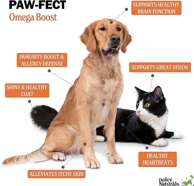 Deley Naturals Wild Alaskan Salmon Oil for Dogs & Cats - New and Improved Salmon Oil Plus Formula - Fish Oil for Dogs with Omega 3, DHA and EPA - Omega 3 for Healthy Skin and Coat - 8oz Made in USA