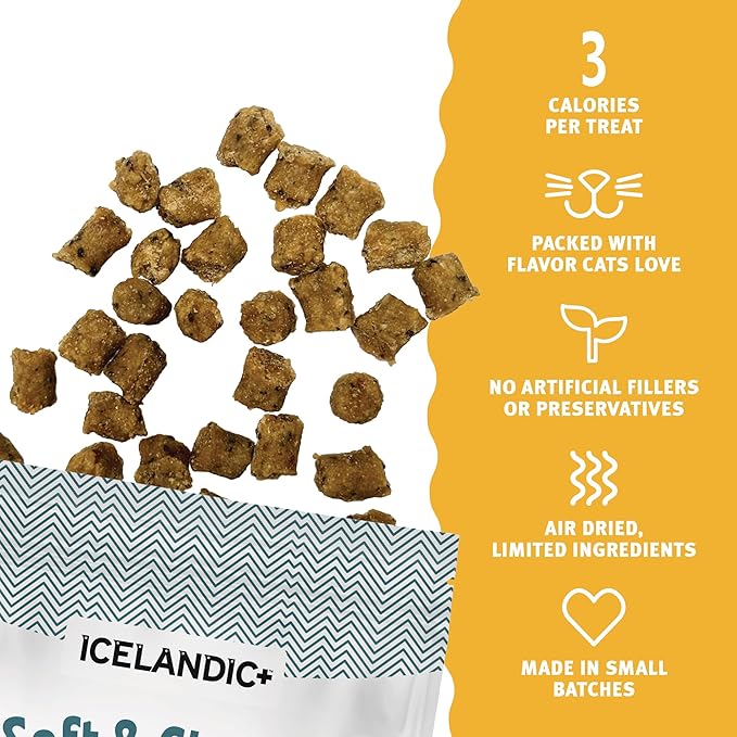Icelandic+ Soft & Chewy Bites - Chicken, BlackBerry & Kelp - 1.8oz Cat Treats, 70% Meat & Fruit, Air-Dried, Limited Ingredients, Pet Snack, Grain Free
