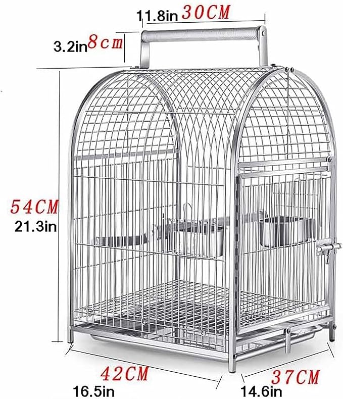 Wrought Iron Bird Carrier - Stainless Steel Breathable Travel Cage for Parakeets, Lovebirds, African Grey