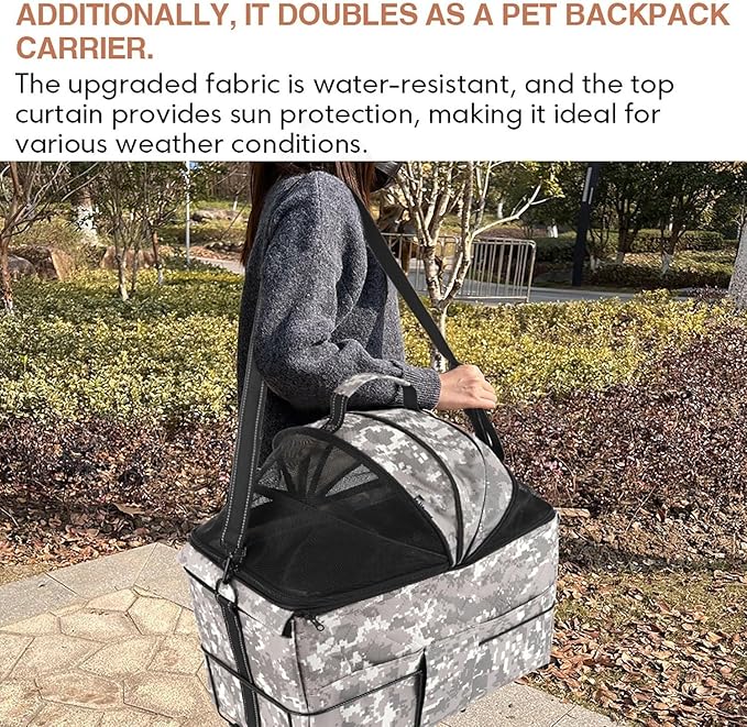 Pet Bicycle Carrier with Steel Frame, Waterproof Pet Carrier for Small Dogs and Cats, Comfortable Mesh Window
