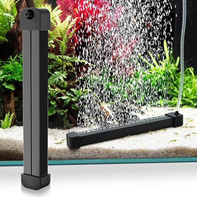 hygger Weighted Nano Mist Bubble Wall Bar, 9.8" Self-Sinking ABS Air Stone Strip with Gentle Oxygen Diffuser for Freshwater & Marine Aquarium, Hydroponics