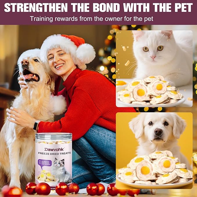 Freeze-Dried Chicken & Egg Cat and Dog Snacks - No Additives, Naturally Gentle, Suitable for Training Kittens and Puppies, Supports Coat and Digestive Health, 3.53oz/1PC
