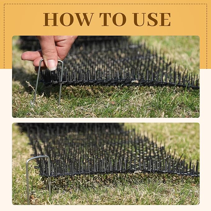 Hmyomina 8.2FT Cat Scat Mat for Cats - Anti-Digging Prickle Strips to Repel Cats, Include 6 Staples, Humane & Easy to Install Outdoor/Indoor Spike Mat