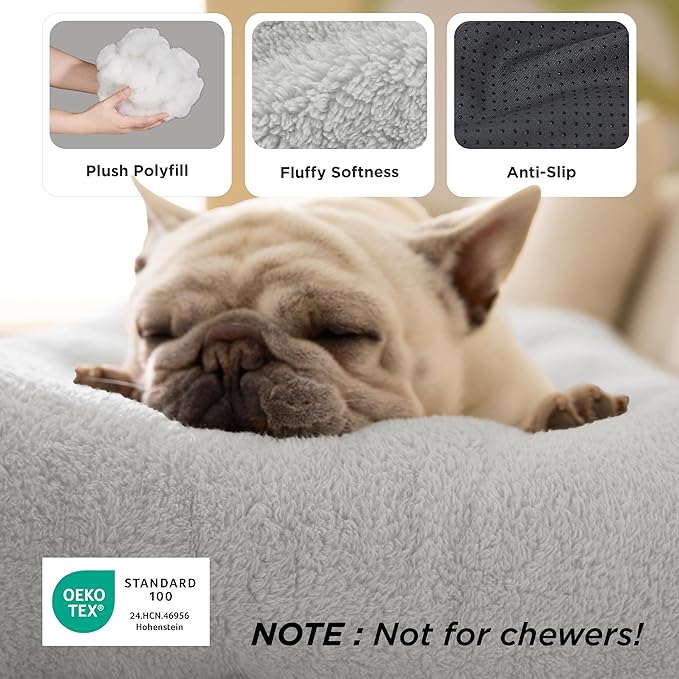 Bedsure Washable XXL Dog Bed for Crate, Giant Comfort Fluffy Plush Pet Pillow Bed Kennel Pad with Non-Slip Bottom, Machine Washable Pet Sleeping Mat for Jumbo, 47"x29", Gray