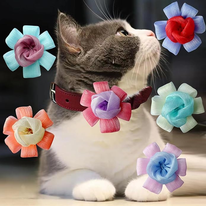 6Pcs Dog Collar Accessories, Floral Charms Decorations for Cats and Dogs