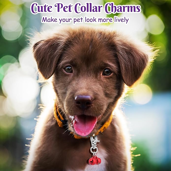 24 Pack Cat Dog Collar Bells, Pet Small Bells with Clasps Bell for Cat Collar Dog Collar Charms - Pet Pendant Accessories Colourful Christmas Gift