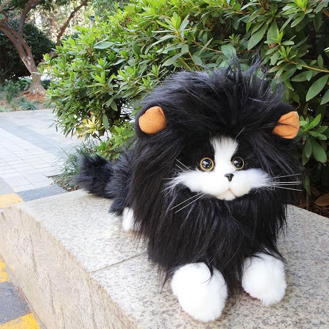 Lion Mane Wig for Cat,Dog and Cat Costume,Funny Pet Cat Costumes for Halloween Christmas, Parties, Photo Shoots (Size M, Black and Brown)