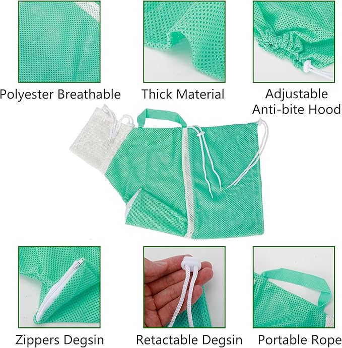 Hetenoyo 4 Pcs Anti-Scratch Silicone Cat Shoes and Cat Grooming Mesh Bag, Cat Claw Covers, Adjustable Multifunctional Anti-Bite Shower net Bag for Nail Trimming Bathing Home Pet Hospital Barbering