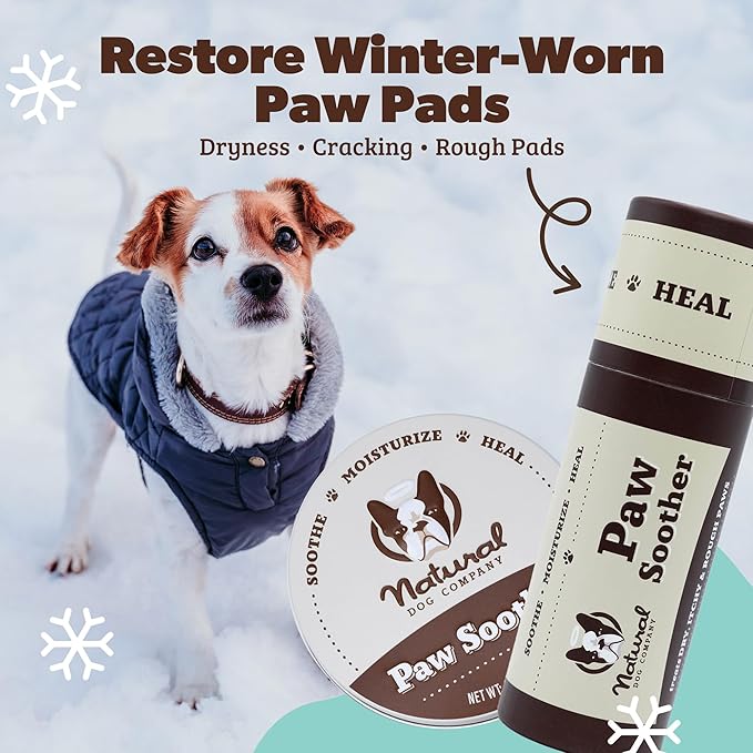 Natural Dog Company Paw Soother Balm & Wax - Dog Paw Balm & Moisturizer for Dry, Cracked Paw Pads, Helps Moisturize & Condition Winter-Worn Paws, Coconut Oil & Calendula, Daily Paw Care, 2 oz Stick