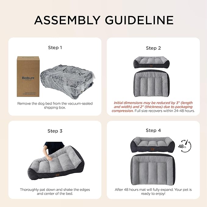 Bedsure SupportMax™ XL Orthopedic Dog Beds Large Sized Dog - Extra Thick Supportive Dogs Couch with Waterproof Washable Cover, Extra Large Comfort Pet Sofa with Soft Sherpa and Nonskid Bottom, Brown