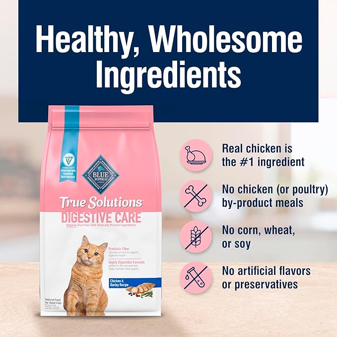 Blue Buffalo True Solutions Digestive Care Natural Dry Cat Food for Adult Cats, Chicken, 3.5-lb. Bag