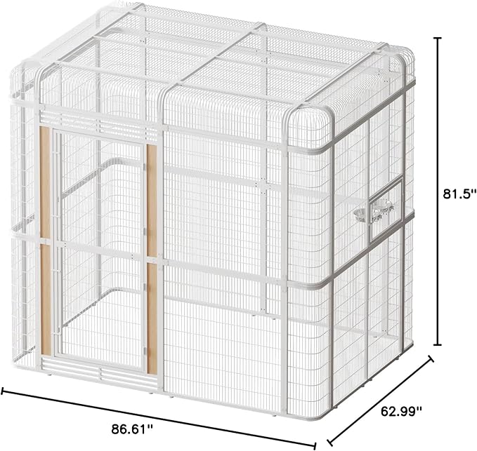 Large Bird Cage for Parakeets Outdoor Bird Aviary Parrot Cage with Perch, Walk-in Heavy Duty Birdcage for Macaws Canaries Parrots Budgie Lovebirds, White